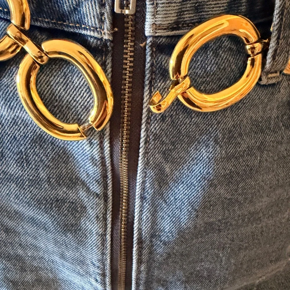 Vintage Women's Gold Oval Link Chain Belt Statement High Shine Metal 30 Inch